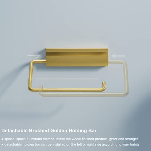 Dihaf Gold Toilet Paper Holder With Shelf,Brushed Wall Mount Bathroom Accessory Tissue Dispenser With Crystal Acrylic Shelf, Luxury Paper Roll Holder For Rv,Hotel,Club,Family #TOP4