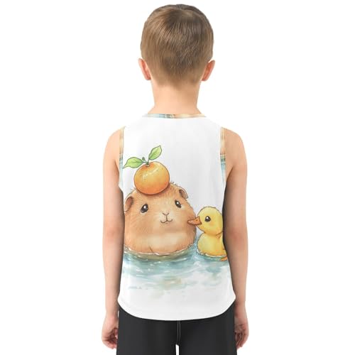 Bolaz Boys Athletic Quick Dry Tank Top Sleeveless Workout T Shirts Age 11-15,Cute Capybara with Orenge3