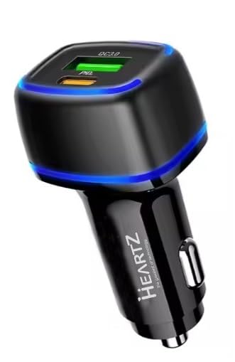 HEARTZ CR01 ARAÇ ŞARJ ADAPTÖRÜ DUAL PORT PD ARAÇ ŞARJI YENİ NESİL PD + STANDART USB LEDLİ A KALİTE ARAÇ ŞARJ BAŞLIK FAST (SİYAH)