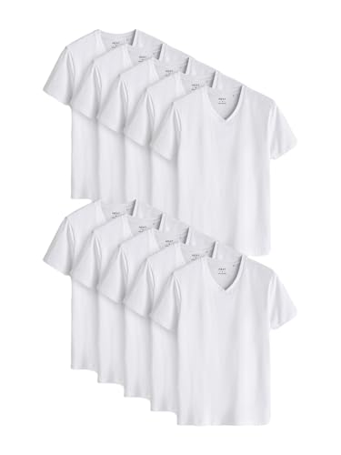 T-shirt col V homme 100% coton coupe standard lot de 10 NEXT