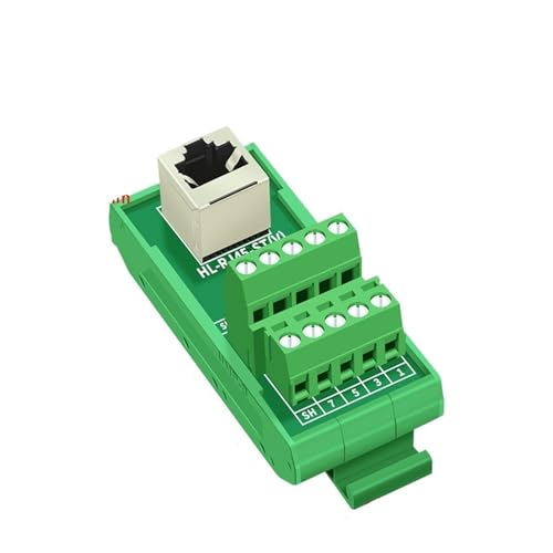 Placa de conexión RJ45 hembra industrial para riel DIN y bloque de bornes de tornillo