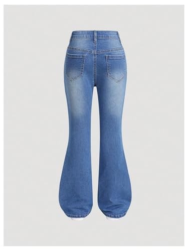 GORGLITTER Girl's Floral Print Bell Bottom Cute Denim Pants Flare Leg Skinny Zipper Fly Jeans with Pockets2