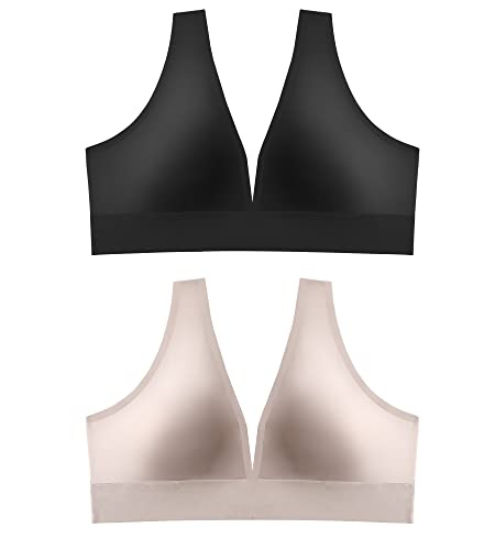 Sutiã feminino sem costura decote profundo decote em V profundo sutiã confortável sem forro sutiã es