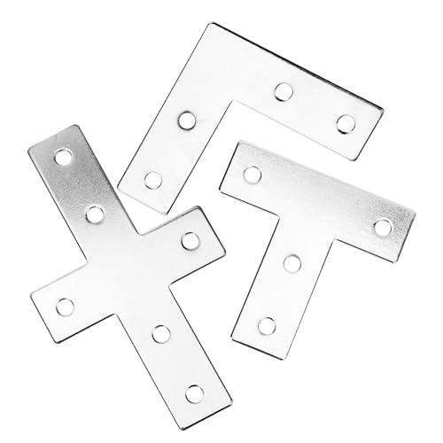 FUNOMOCYA 1 Set Silver Aluminum L Shape Mending Plate Furniture Corner Braces Right Angle Corner Brackets Flat Corner Braces