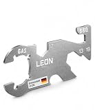 LEÓN Goods: Gasflaschenschlüssel mit Grillrost Anheber! Edelstahl Multitool mit Magnet. Gasflaschen Schlüssel mit 13,17 & 19er Schlüssel + Flaschenöffner!