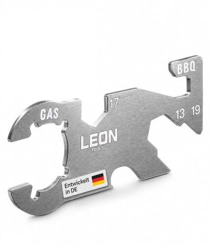 LEÓN Goods: Gasflaschenschlüssel mit Grillrost Anheber! Edelstahl Multitool mit Magnet. Gasflaschen Schlüssel mit 13 17 & 19er Schlüssel + Flaschenöffner!