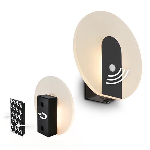 BRILONER Sticklights - Lampada parete senza fili con rilevatore di movimento, batteria ricaricabile, staccabile magneticamente, applique a batteria, applique da interno, 15x3,7x14,7 cm, nero