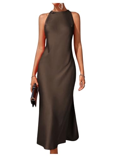 Image of Floerns Women's Elegant Sleeveless Crew Neck Maxi Dress Slit Cocktail Tank Dress