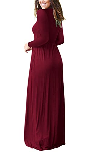 Image of AUSELILY Women's Classic Long Sleeve Dress Loose Plain Long Casual Maxi Dresses with Pockets 2026