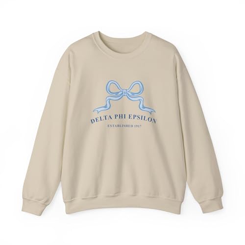 Delta Phi Epsilon Ribbon Sorority Crewneck | DPhiE Trendy Sweatshirt Big Little Recruitment Gift Sand