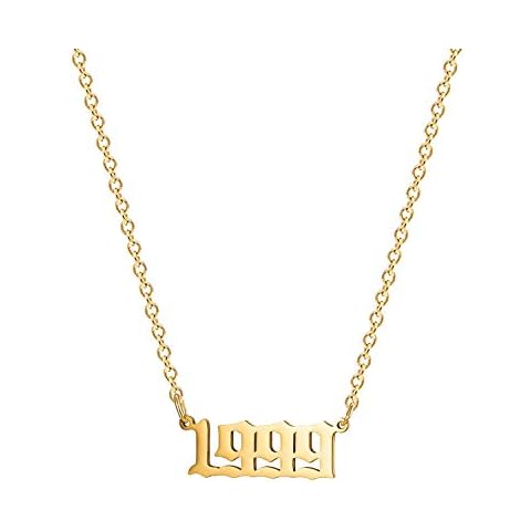 Glimmerst Birthday Year Necklace, 18K Gold Plated Stainless Steel Birth Year 1999 Number Pendant Necklace Memorable Anniversary Jewelry for Women Cover