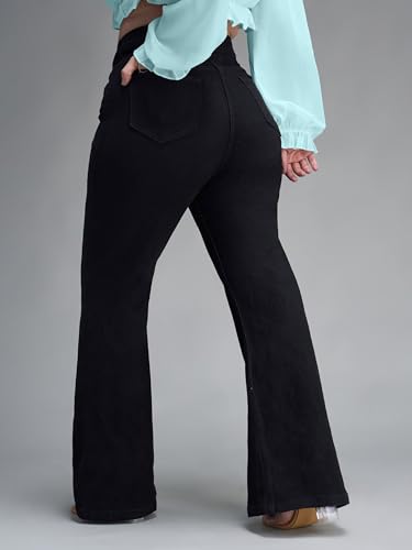 Image of Miss Chase A+ Women's Wide-Leg High Rise Regular-Length Stretchable Denim Jeans