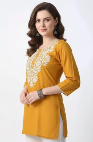 Image of Women's Rayon Kashmiri Embroidered Short Kurti | Stylish and Comfortable Kashmiri Short Kurti Tops for Casual Or Special Occasions | Pack of 2 Combo |