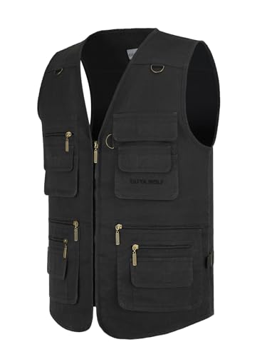 Men's Stone Washed Multi-pocketed Hunting Travel Fishing Utility Work Cargo Outerwear Outdoor Vest3