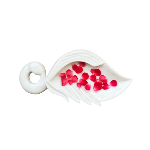 Image of Marble Urli Bowl for Decoration | Big Potpourri Decorative Bowls in Home decor | Large White Floating Flower Plates of Stone | Small Shape puja Item | (14 inch, Flame)