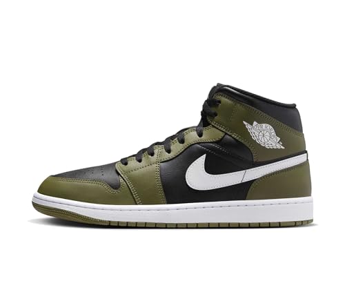 NIKE Air Jordan 1 Mid - Zapatillas deportivas para hombre, Black Medium Olive Sail White, 42 EU