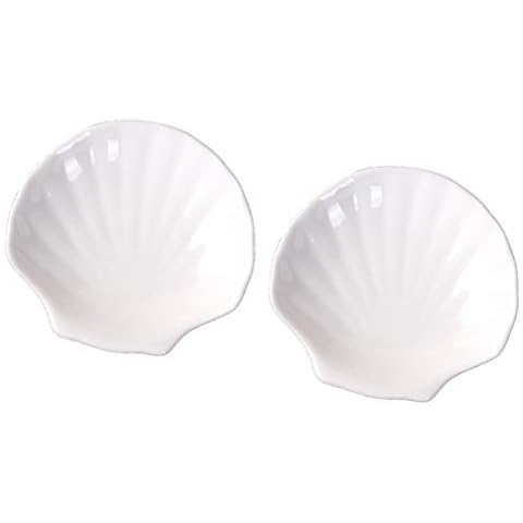 Cabilock 2 Piezas Plato de Concha de Porcelana Blanca Cover
