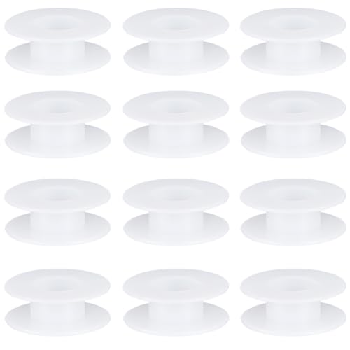 SUNNYCLUE - SUNNYCLUE 15Pcs 5.5cm Wire Weaving Bobbin Plastic Ribbon Spool Bulk Large Diameter Empty Thread Rope Chain Roll Crochet Cords Organizer Lace Line White Spools for Embroidery Thread Yarn Making DIY