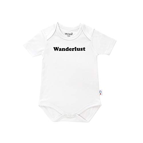 Image of Organic Cotton Short Sleeve Graphic Baby Bodysuit | Wanderlust | 0-3 Months
