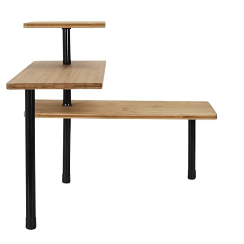 Foto von Totally Addict KB5843 - Estantería Angular Modular (3 Niveles, bambú, Metal y Polipropileno, 43 x 43 x 38 cm), Color marrón, Braun