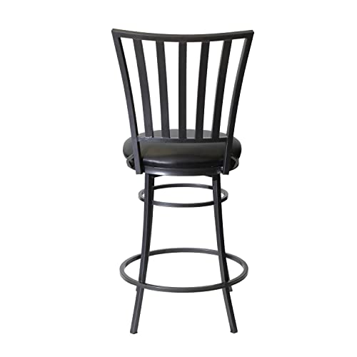 Steve Silver Stellan Swivel Stool Counter Chair, Gun Metal, for Kitchen, Dining Room, Full 360 Degree Swivel Seat, 19.46 x 18..11 x 38.58 in