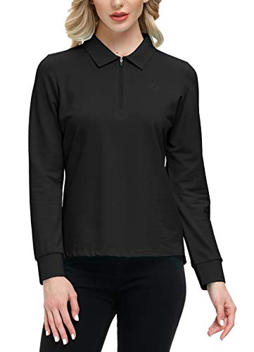 JINSHI Women's Golf Polo Shirt Long Sleeves Zip Up Sport Active Shirts Quick Dry Athletic T-Shirt Casual Tennis Tops Slim Fit2