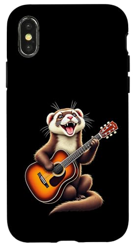 音楽愛好家のための面白いフェレットギターデザイン。 スマホケース iPhone X/XS 用