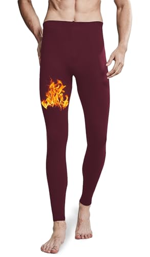 ACHTELEPHS Gefütterte Thermounterhose aus Baumwolle - Extra Warme Herren Thermo Unterhosen - Lange Winter Skiunterwäsche mit Fleece