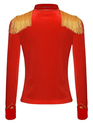 Sywiyi Kids Drum Major Drummer Outfits Velvet Tassels Coat Circus Ringmaster Jacket Marching Band Uniform4