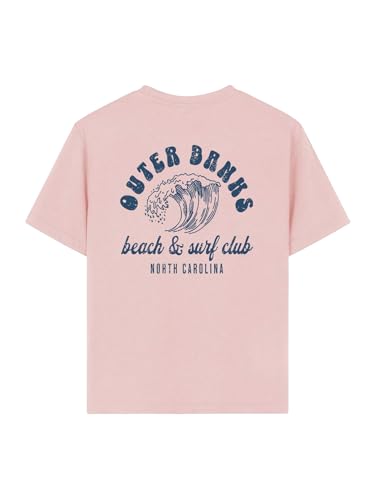 Image of RoseSeek Girl's Letter Print T Shirt Half Sleeve Drop Shoulder Crew Neck Oversized Tee Tops