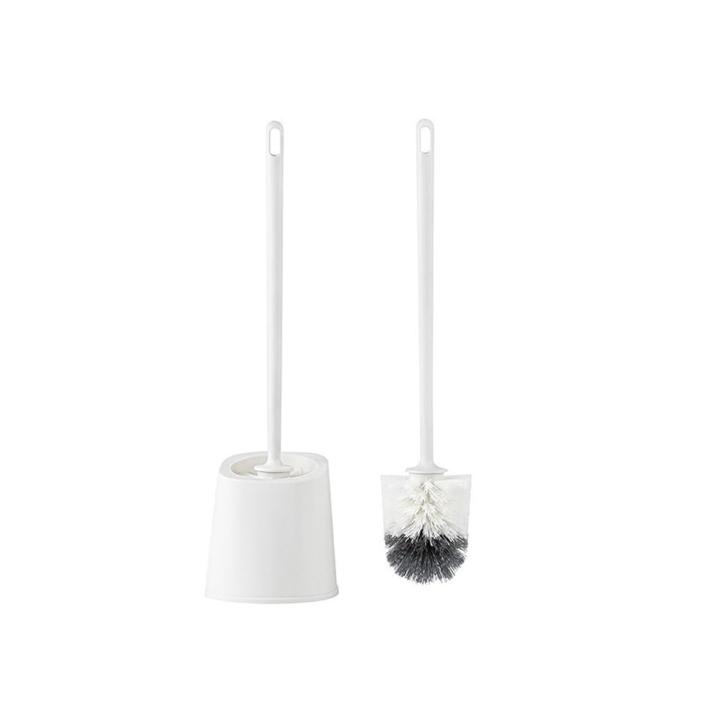 Toilet Brush Toilet Brush Punch-free Thickened Plastic Long Handle Bathroom Supplies with Base(White)