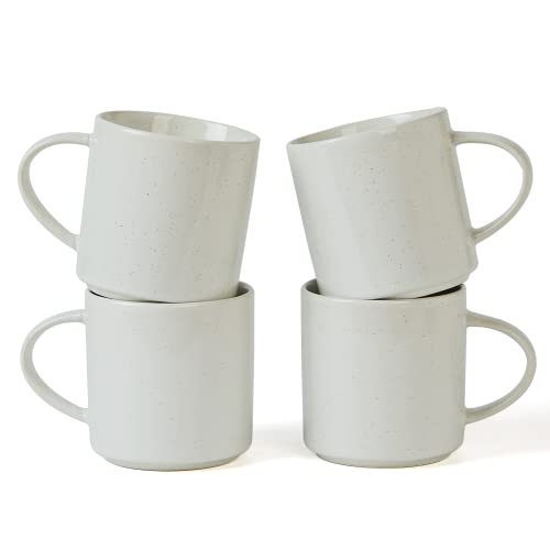 Image of Richmount Nebula Coffee Mugs Set of 4, 12oz/340ml Stoneware Tea Cups with Large Handle for Latte/Cappuccino/Milk/Cocoa/Tea, Microwave & Dishwasher Safe, White