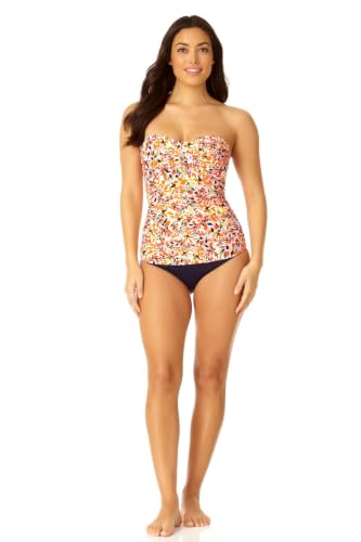 Image of Anne Cole womens Front-shirred Bandeau One-piece Swimsuit One Piece Swimsuit
