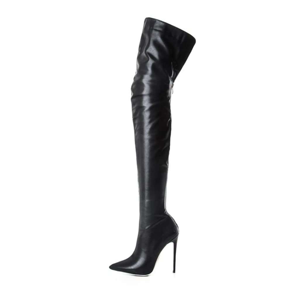 Minetom Damen Winterstiefel Overknee Hohe Stiefel Winter Lange Stiefel Mit Reißverschluss Oberschenkel Hohe Schuhe Stiletto High Heels Lang Boots