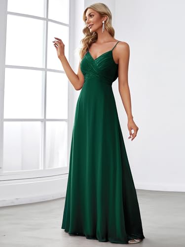 Image of Ever-Pretty Women's Summer Backless Spaghetti Strap Chiffon Bridesmaid Dresses Empire Waist Formal Wedding Guest Dress