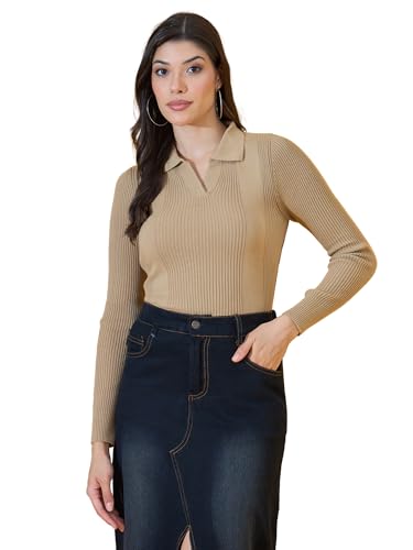 Image of 98 Degree North Women Spread Collar Sweater-G1577-BLACK