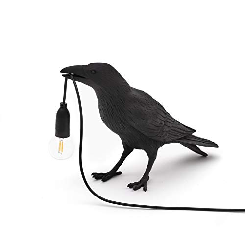 HENGGE Oiseau Résine Debout Noir Oiseau décoratif LED Accueil Lampe de Bureau Oiseaux Applique Murale Oiseaux Animaux Lampe Oiseaux Luminaires,Standing