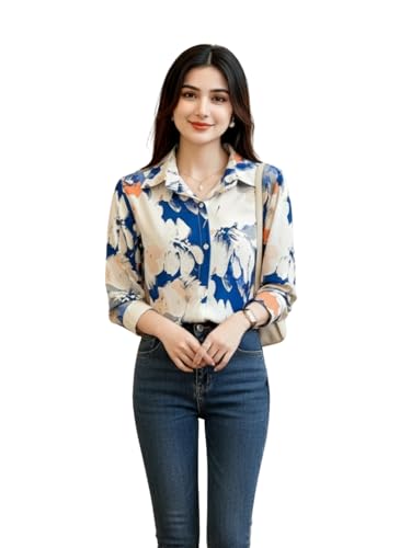 Image of Trendy Queen Women's Printed Straight Mandarin Neck Shirt for Women's | Tops for Woman Shirts | Shirt for Women Stylish Western (SD778 S)