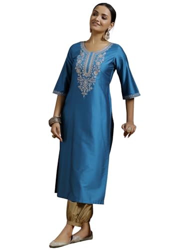 Image of Gerua By Libas Embroidered Silk Straight Kurta | Ethnic wear | Bridal Suit | Wedding Dress | Occasion wear