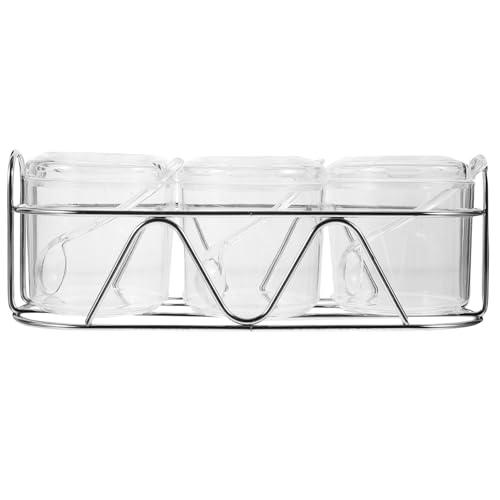 Cabilock Acrylic Piece Seasoning Jar Set Sugar Jar Chili Can Spoon Cooking Supplies Organizer