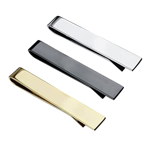 Roctee 3 Pack Skinny Tie Bar Clip Set 1.69in, Small Tie Clips for Men, Tie Necktie Clasp Pinch Clip on Tie, Suitable for Business Metting Wedding Anniversary Best Gift
