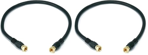 Monoprice RG6 Quad Shield CL2 Coaxial Cable with F Type Connector for Television, 1.5Ft (Pack of 2)