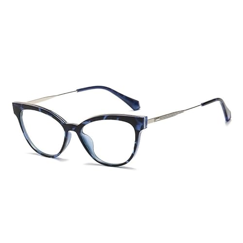 FUQINQINGOZ Anti UV Reading Glasses Anti Glare Anti Eyestrain Computer Readers Blue Light Blocking Cat-Eye Flat Light Mirror(Ater blue,3.00)