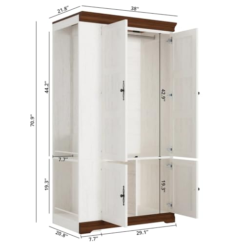 image for IRONCK Armoire Wardrobe Closet with Side Half Mirror, 70