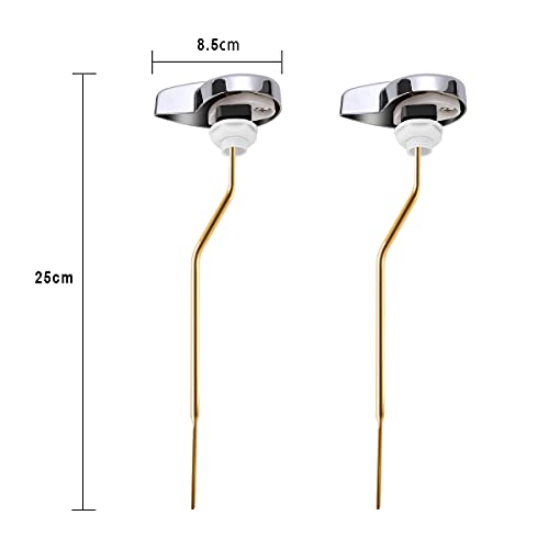 Image of Toilet Tank Flush Lever Replacement, 2pcs Toilet Handle Replacement Trip Levers, Universal Side Mount Toliet Tank Lever Fits Most Toilets, Chrome Finish