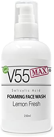 V55 MAX Salicylic Acid Face Wash Spot Treatment for Spots Blackheads Blemishes Problem Skin Suitable and Safe for those Prone to Acne - Paraben and Cruelty FREE - 250ml (Lemon Sorbet)