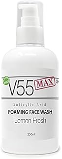 V55 MAX Salicylic Acid Face Wash Spot Treatment for Spots Blackheads Blemishes Problem Skin Suitable and Safe for those Prone to Acne - Paraben and Cruelty FREE - 250ml (Lemon Sorbet)