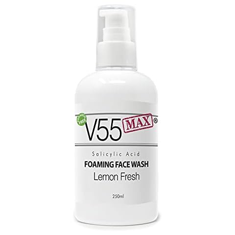 V55 MAX Salicylic Acid Face Wash Spot Treatment for Spots Blackheads Blemishes Problem Skin Suitable and Safe for those Prone to Acne - Paraben and Cruelty FREE - 250ml (Lemon Sorbet) Cover