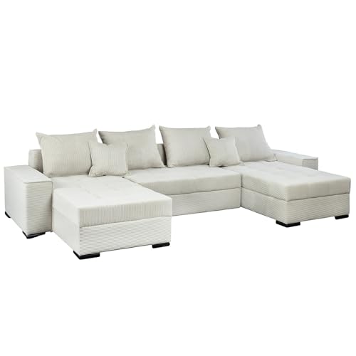 Riess Ambiente XXL Wohnlandschaft Lodge - 315cm - Champagner beige - Cord Sofa mit Schlaffunktion Schlafsofa Riess Ambiente XXL Wohnlandschaft Lodge - 315cm - Champagner beige - Cord Sofa mit Schlaffunktion Schlafsofa