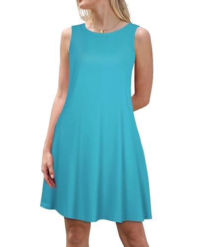 Image of JOLIGAL Womens Summer Dresses Casual Sleeveless Tshirt Sundress Beach Cover Up with Pockets Loose Tank Dress 2026